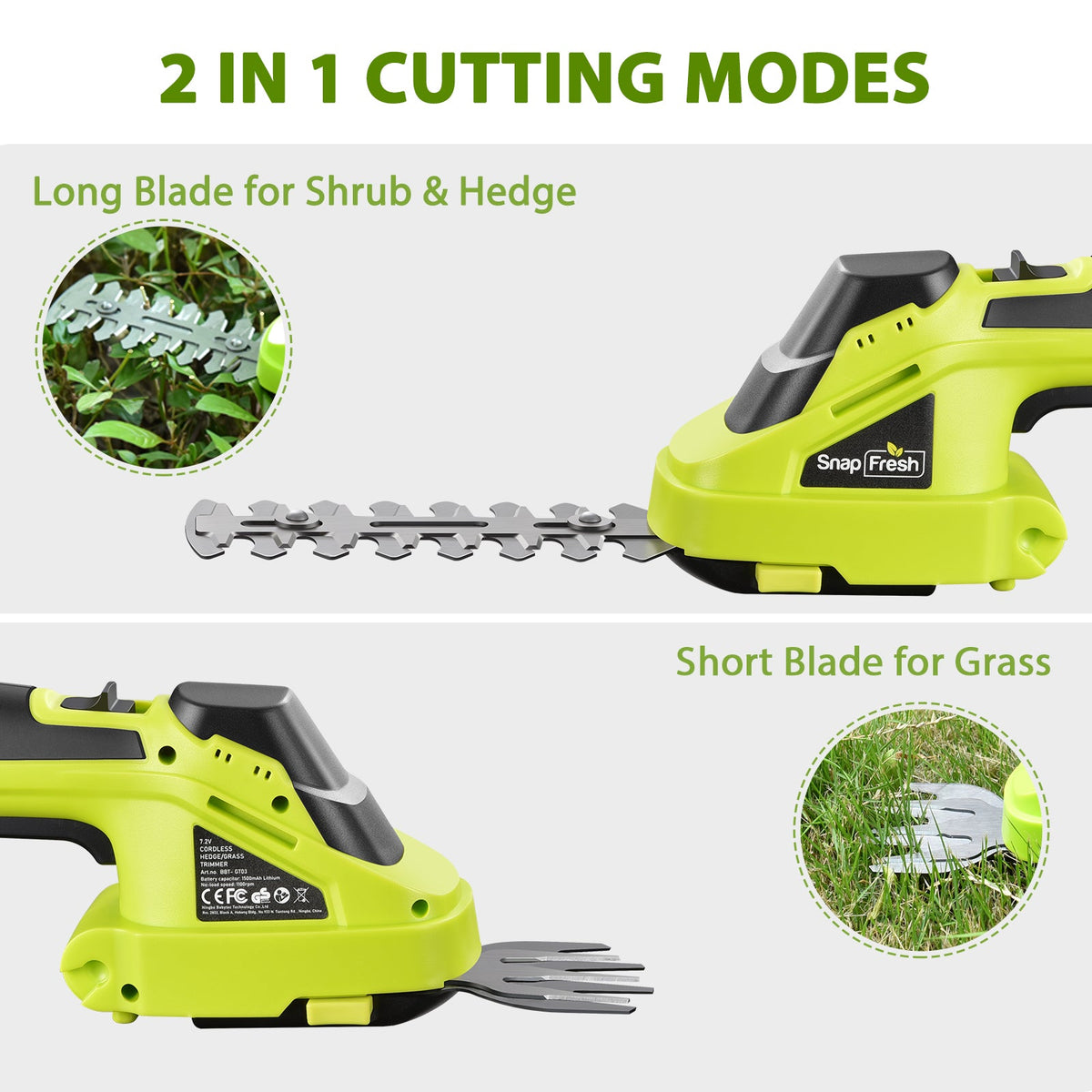 7.2V Cordless Shrubbery and Grass Shears– SnapFresh-CA