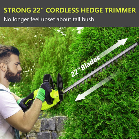 20V Cordless Hedge Trimmer with 2.0Ah Li-ion Battery and Charger